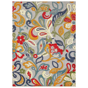 8’ X 10’ Multicolor Jacobean Floral Indoor Outdoor Area Rug