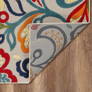 8’ X 10’ Multicolor Jacobean Floral Indoor Outdoor Area Rug