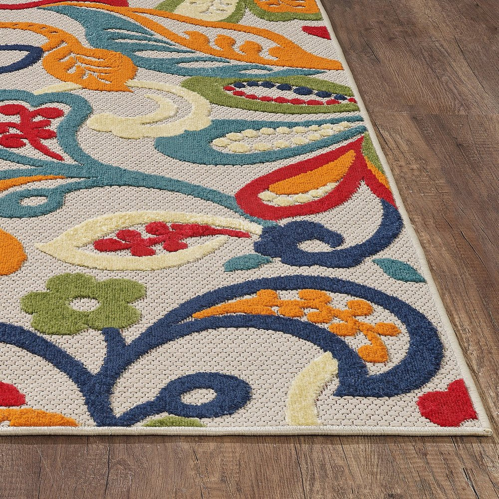 8’ X 10’ Multicolor Jacobean Floral Indoor Outdoor Area Rug