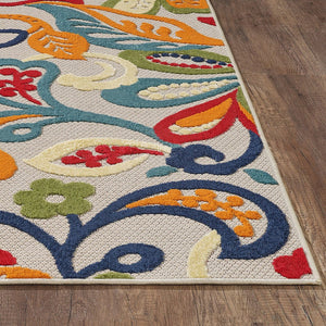 8’ X 10’ Multicolor Jacobean Floral Indoor Outdoor Area Rug