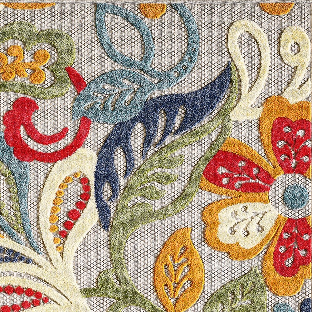 8’ X 10’ Multicolor Jacobean Floral Indoor Outdoor Area Rug