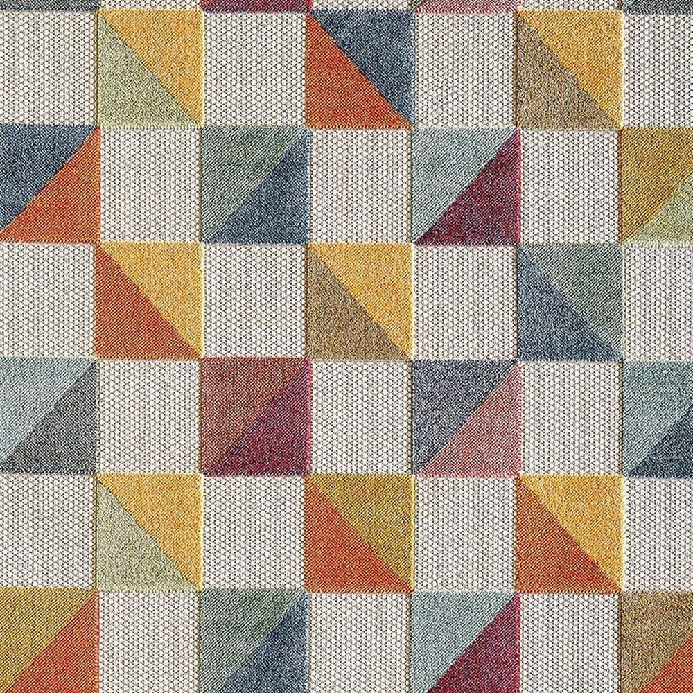 3' X 5' Ivory Geometric Stain Resistant Indoor Outdoor Area Rug