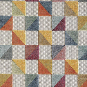 3' X 5' Ivory Geometric Stain Resistant Indoor Outdoor Area Rug