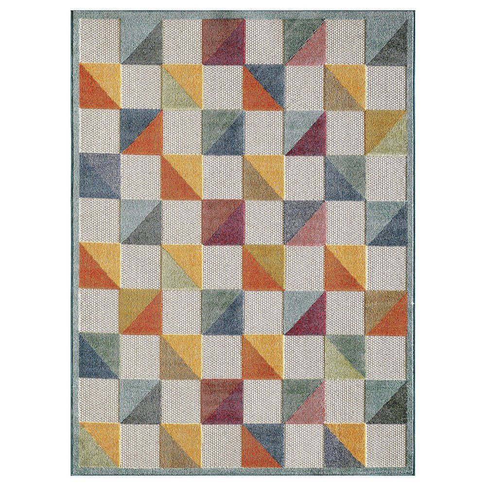 7' X 9' Orange And Ivory Indoor Outdoor Area Rug