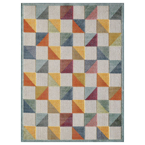 7' X 9' Orange And Ivory Indoor Outdoor Area Rug