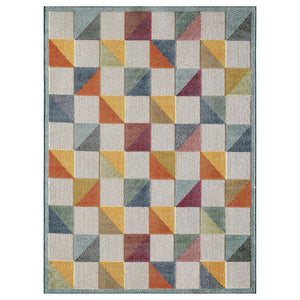 7' X 9' Orange And Ivory Indoor Outdoor Area Rug