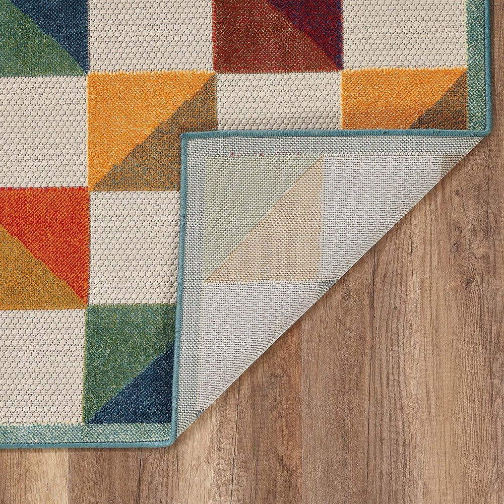7' X 9' Orange And Ivory Indoor Outdoor Area Rug