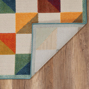 7' X 9' Orange And Ivory Indoor Outdoor Area Rug