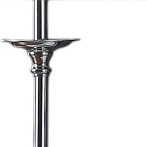 26" Silver Metal And Faux Crystal Table Lamp With White Cylinder Shade