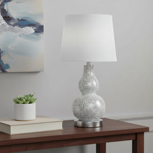 20" White Table Lamp With White Globe Shade