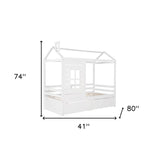 White Wood Twin Four Poster Bed Frame