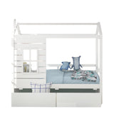 White Wood Twin Four Poster Bed Frame