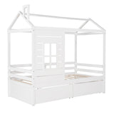 White Wood Twin Four Poster Bed Frame