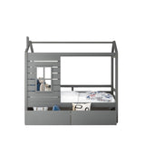 Gray Wood Twin Four Poster Bed Frame