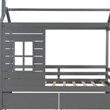 Gray Wood Twin Four Poster Bed Frame