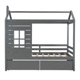 Gray Wood Twin Four Poster Bed Frame