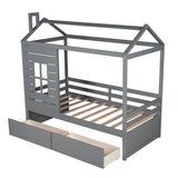 Gray Wood Twin Four Poster Bed Frame