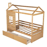Natural Wood Twin Four Poster Bed Frame