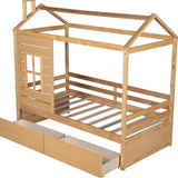 Natural Wood Twin Four Poster Bed Frame