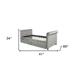Gray Wood Tufted Upholstered Twin Sleigh Bed Frame