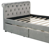 Gray Wood Tufted Upholstered Twin Sleigh Bed Frame
