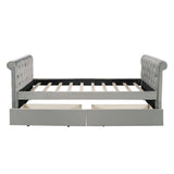 Gray Wood Tufted Upholstered Twin Sleigh Bed Frame