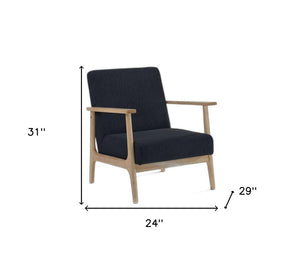 24" Black And Brown Upholstered Arm Chair