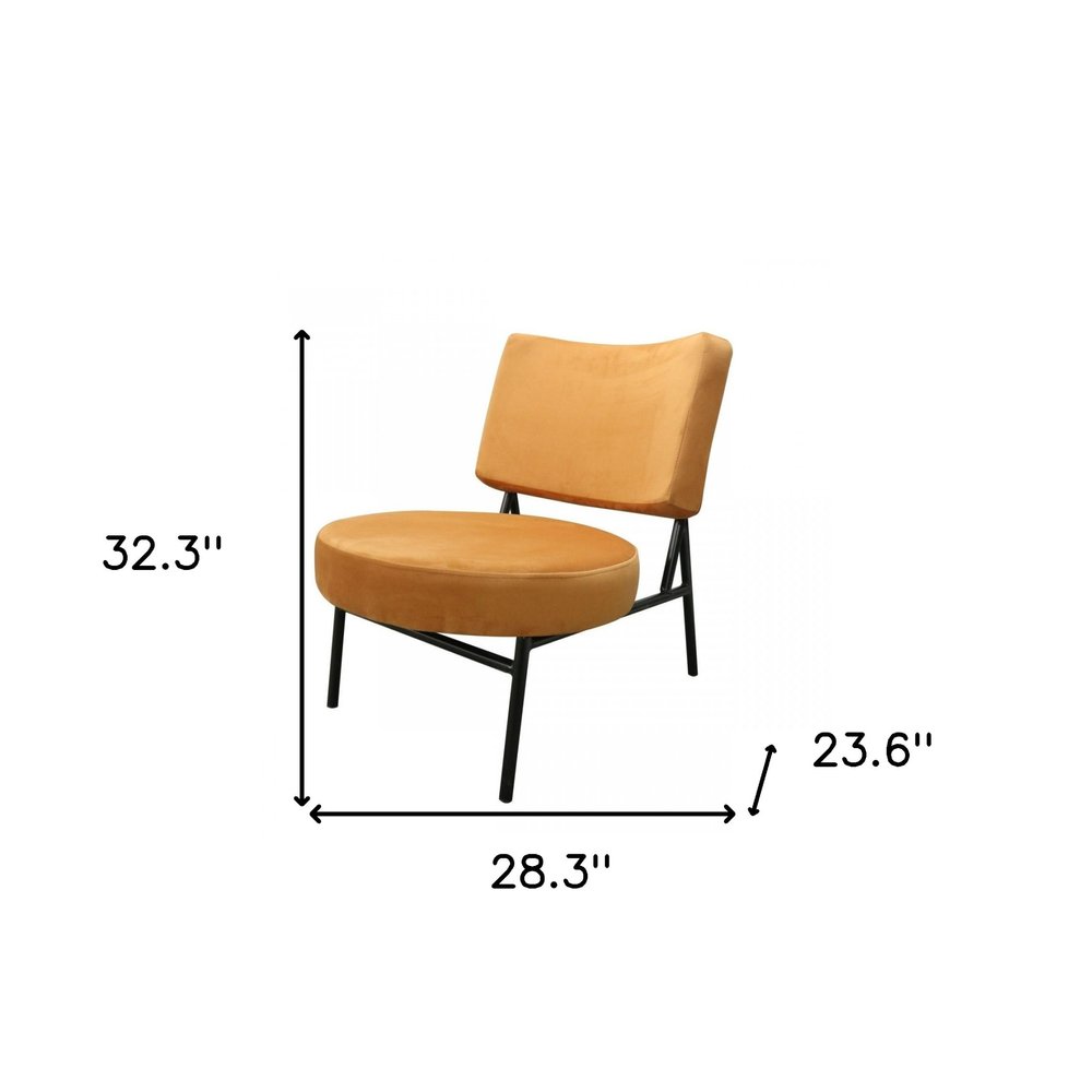 28" Orange And Black Upholstered Barrel Chair