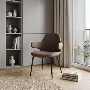 23" Brown And Black Upholstered Arm Chair