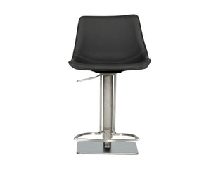 Gray And Silver Faux Leather And Faux Leather And Steel Low Back Bar Height Swivel Bar Chair