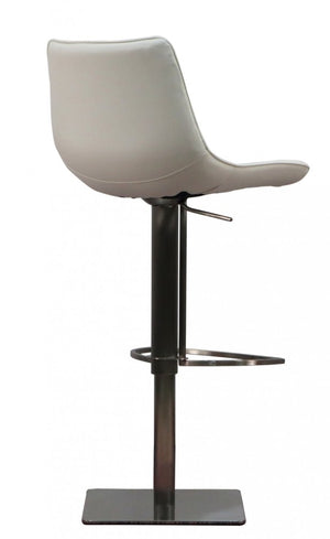 White And Silver Faux Leather And Faux Leather And Steel Bar Height Swivel Bar Chair