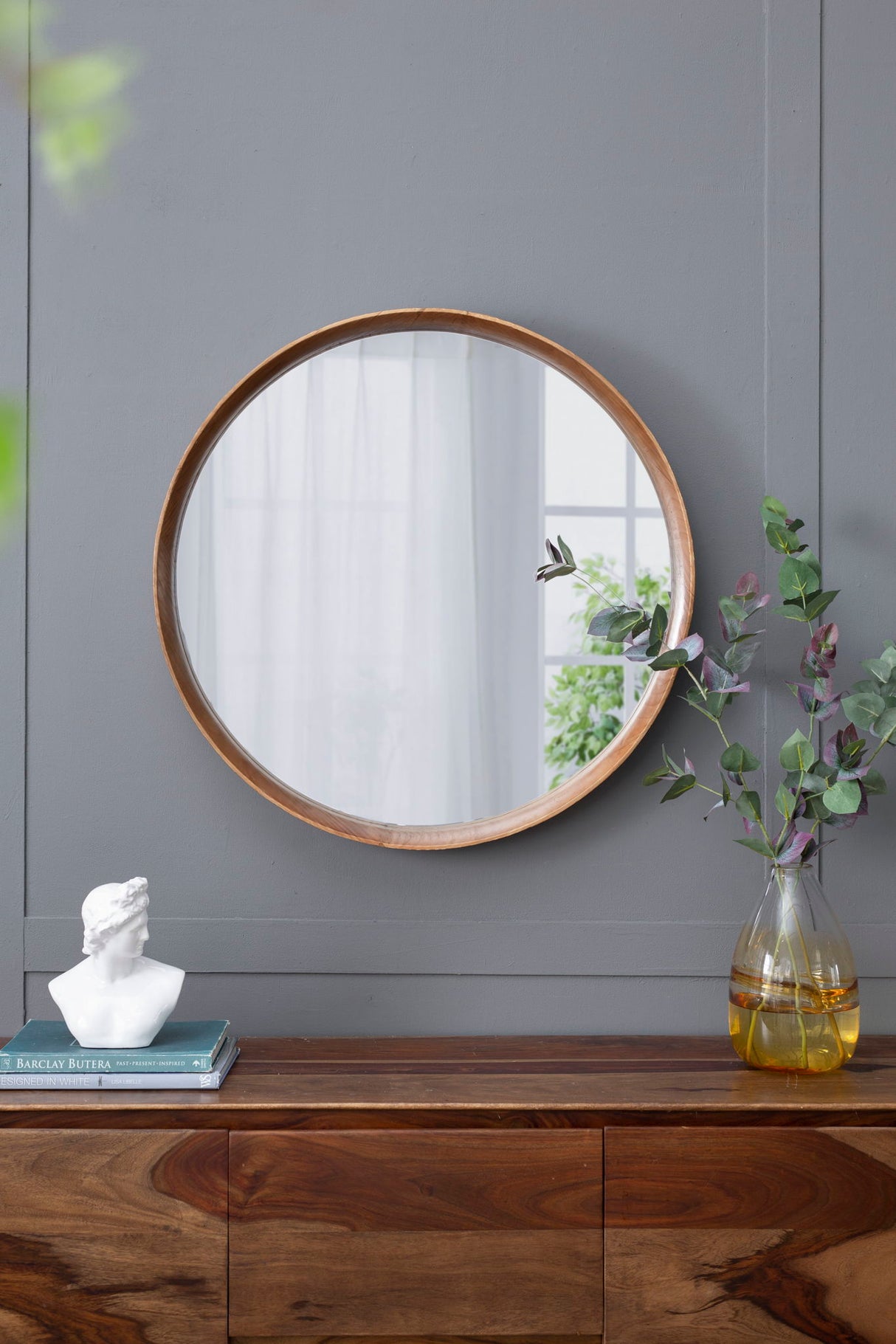 Round Wood Mirror, Wall Mounted Mirror Home Decor For Bathroom Living Room by Couch.com
