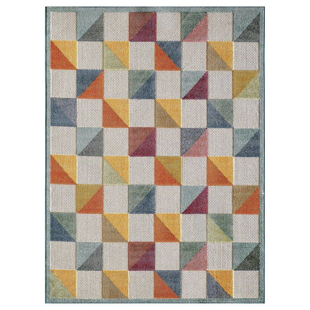 8' X 10' Orange And Ivory Indoor Outdoor Area Rug
