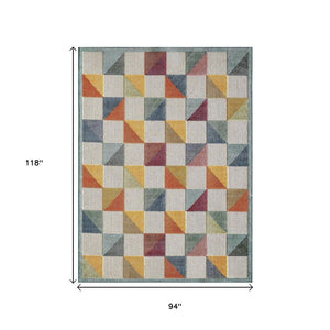 8' X 10' Orange And Ivory Indoor Outdoor Area Rug