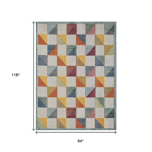 8' X 10' Orange And Ivory Indoor Outdoor Area Rug