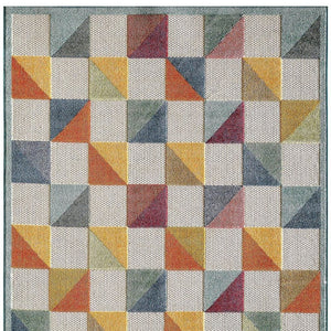 8' X 10' Orange And Ivory Indoor Outdoor Area Rug