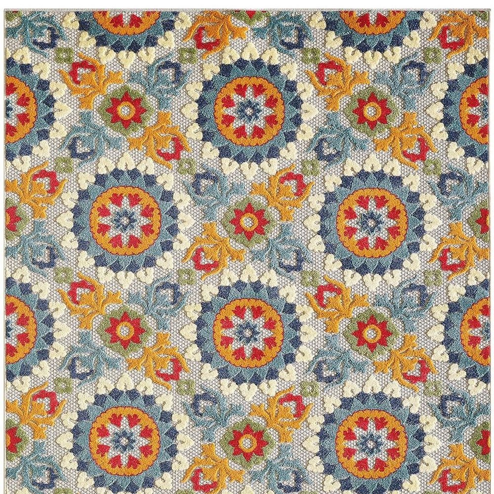 2' X 4' Orange And Ivory Moroccan Stain Resistant Indoor Outdoor Area Rug