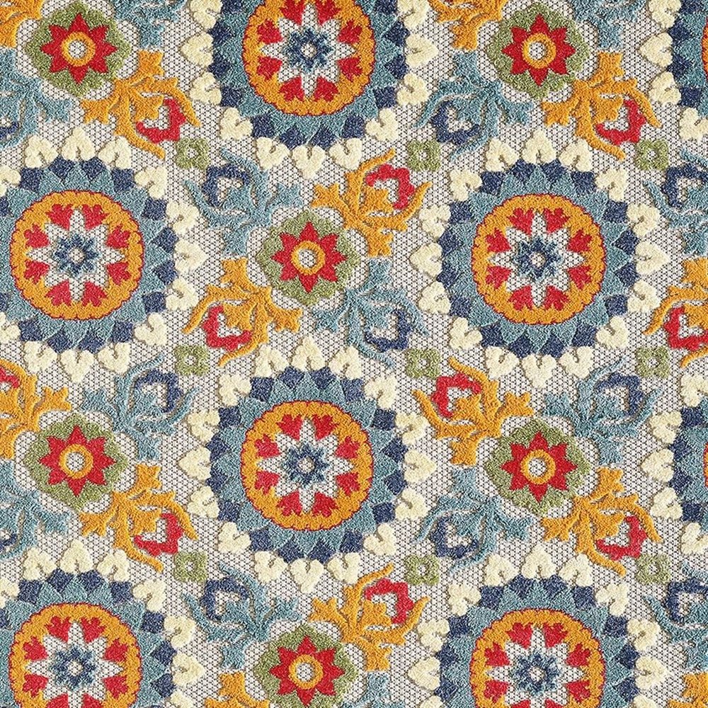 5' X 7' Orange And Ivory Moroccan Stain Resistant Indoor Outdoor Area Rug