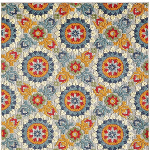 7' X 9' Orange And Ivory Moroccan Stain Resistant Indoor Outdoor Area Rug