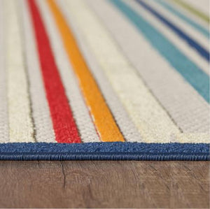 2' X 4' Ivory And Blue Indoor Outdoor Area Rug