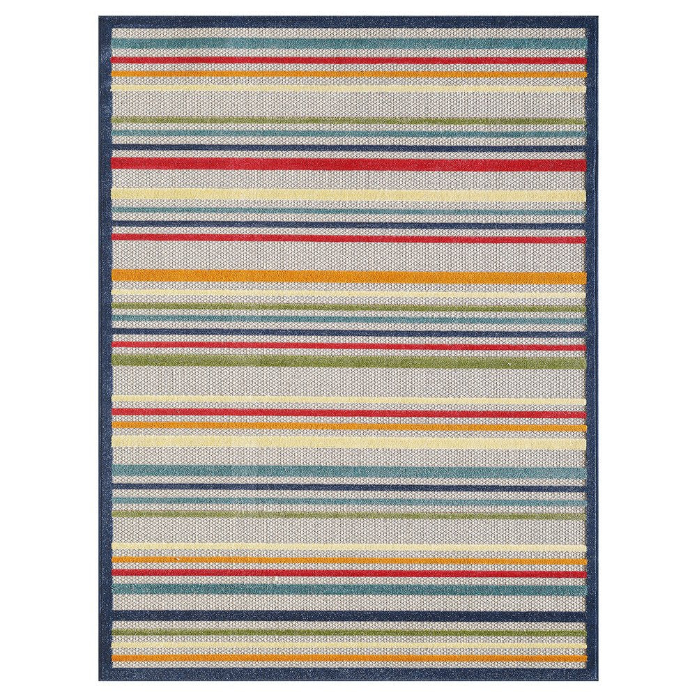 2' X 4' Ivory And Blue Indoor Outdoor Area Rug