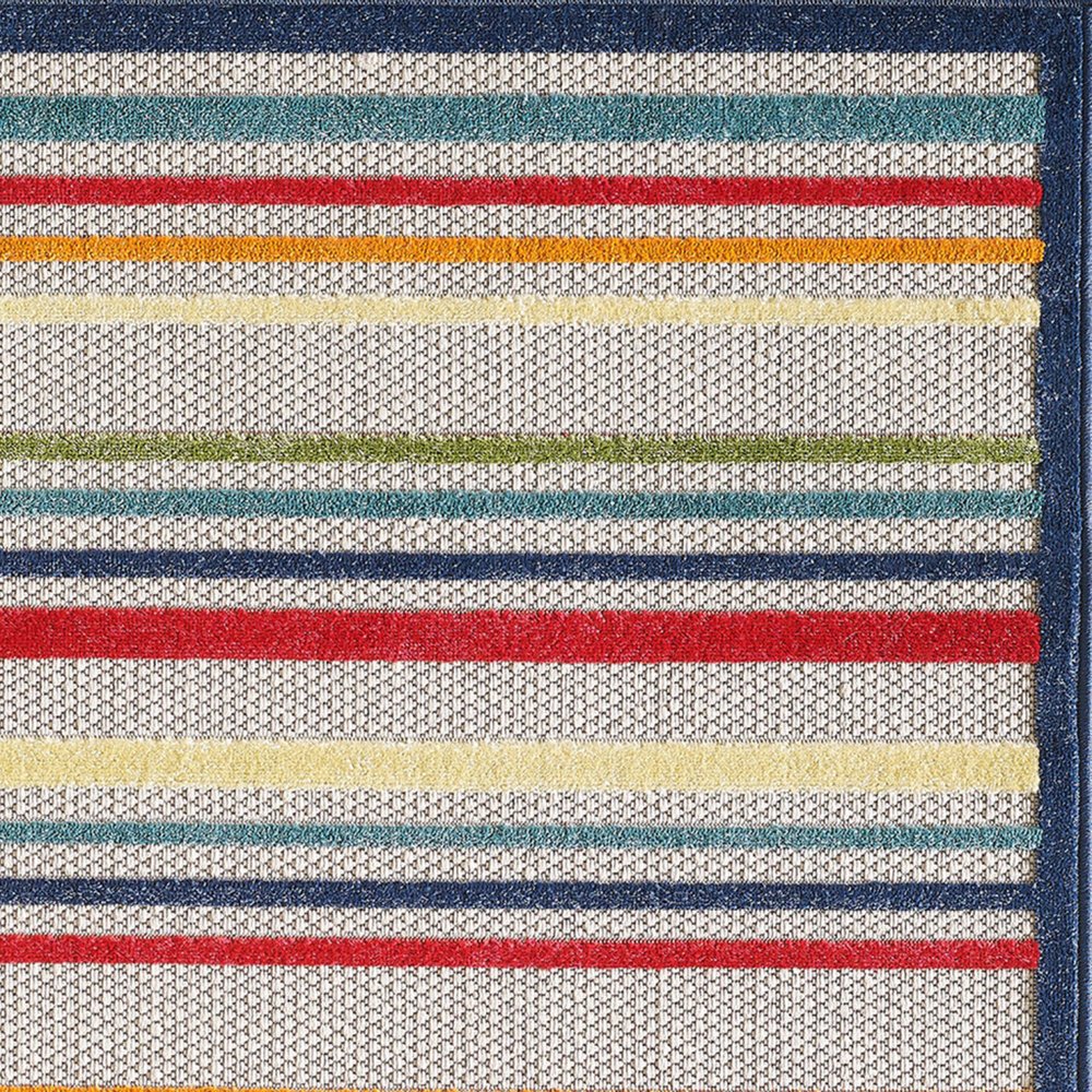 2' X 4' Ivory And Blue Indoor Outdoor Area Rug