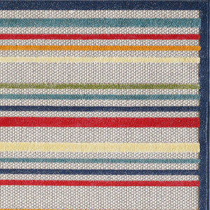 2' X 4' Ivory And Blue Indoor Outdoor Area Rug
