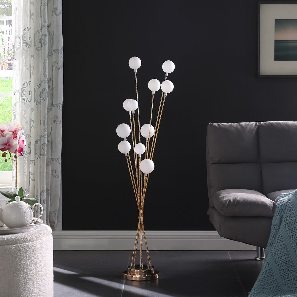 46" Gold 11 LED Novelty Floor Lamp With White