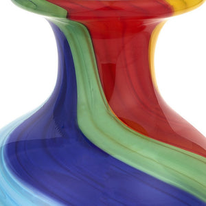 10" Rainbow Murano Glass Abstract Round Table Vase