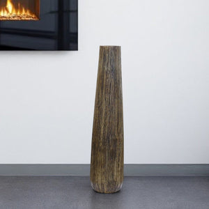 25" Brown Cylinder Wood Floor Vase