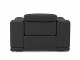 48" Dark Slate Gray And White Italian Leather Arm Chair