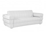 89" White Italian Leather Sofa With Silver Legs