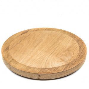 11" Brown Solid Wood Round Accent Mirror