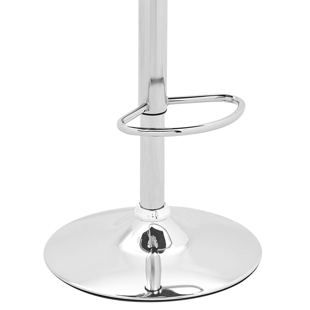 Cream And Silver Fabric And Steel Adjustable Height Swivel Bar Chair